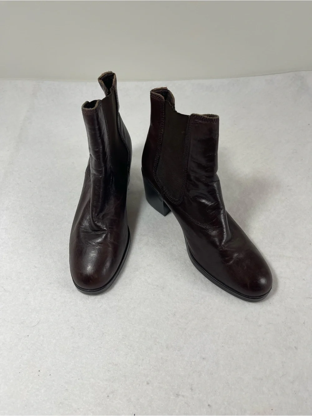 Mootsies Tootsies Brown Leather Chelsea Ankle Boots Women’s 7.5M Block Heel